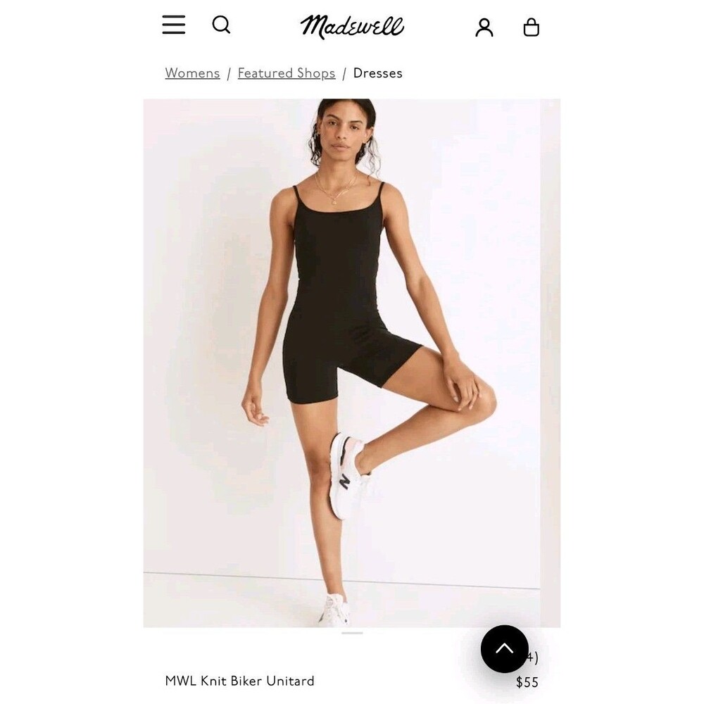 Madewell MWL Knit Biker Unitard Romper Black Size XL Cotton Blend Stretch...
